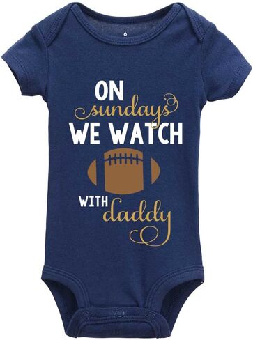 On Sundays We Watch Football With Daddy Cute Baby Bodysuit Long Sleeve Bodysuits in Saudi Arabia