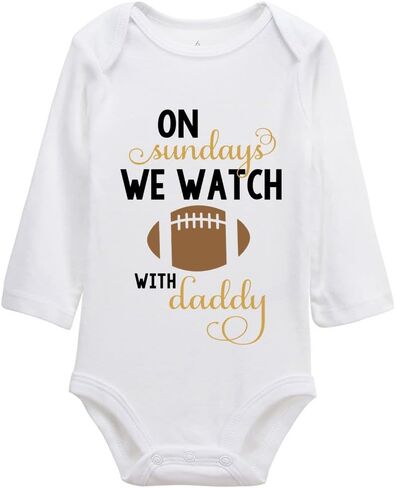 On Sundays We Watch Football With Daddy Cute Baby Bodysuit Long Sleeve Bodysuits in Saudi Arabia