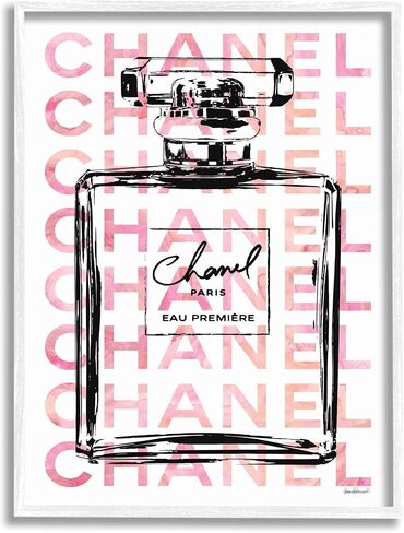 Stupell Industries Glam Perfume Bottle With Words Pink Black Framed Giclee Texturized Art, Proudly Made in USA, 11 x 14 in Saudi Arabia