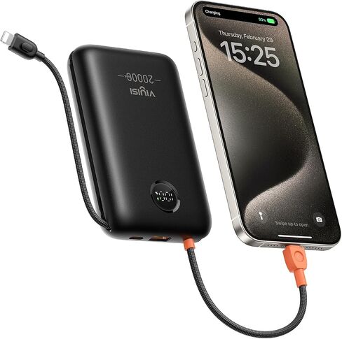 Power Bank 20000mAh 30W Fast Charging Portable Charger with Built-in Cables & LED Display, USB C Battery Pack for iPhone, Samsung, iPad and Android Phones, Ideal for Travel -White in Saudi Arabia