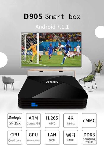 D905 Android TV Box, 4K Android 9.0 Smart TV Box Amlogic S905 Quad Core 64-bit Media Player Support 3D WiFi HDMI for Home Entertainment in Saudi Arabia