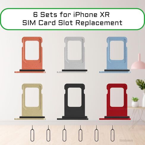 استبدال فتحة حامل بطاقة SIM بـ 6 ألوان لهاتف iPhone XR (أزرق/أصفر/مرجاني/أحمر/أسود/أبيض) مع حلقة ختم مطاطية مقاومة للماء ودبوس إخراج A1984 A2105 A2106 A2108 (إصدار شريحة واحدة) in Saudi Arabia