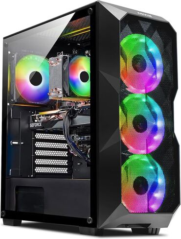 AQB70 Gaming Tower PC - intel i7 Core processor Upto 4.60GHz, 32GB RAM 1TB NVMe SSD, Radeon RX 580 8GB GPU, RGB Fans, WiFi, Windows 11 Pro - Black in Kuwait
