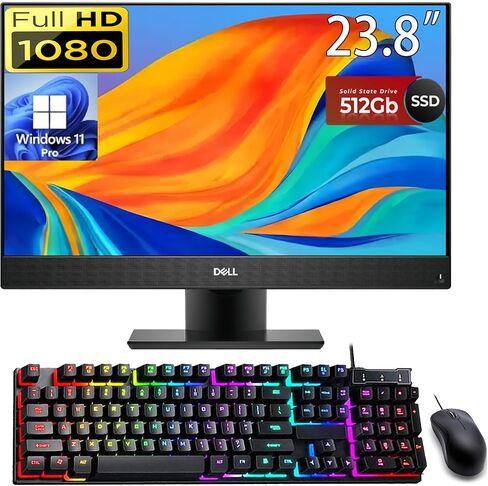 كمبيوتر مكتبي Dell Optiplex 7480 الكل في واحد، 23.8 بوصة FHD (1920x1080)، Core i5-10500 3.1 جيجا هرتز، ذاكرة وصول عشوائي 16 جيجا، 512 جيجا SSD، DP، لوحة مفاتيح وماوس، Win 11 Pro (متجدد) in Saudi Arabia