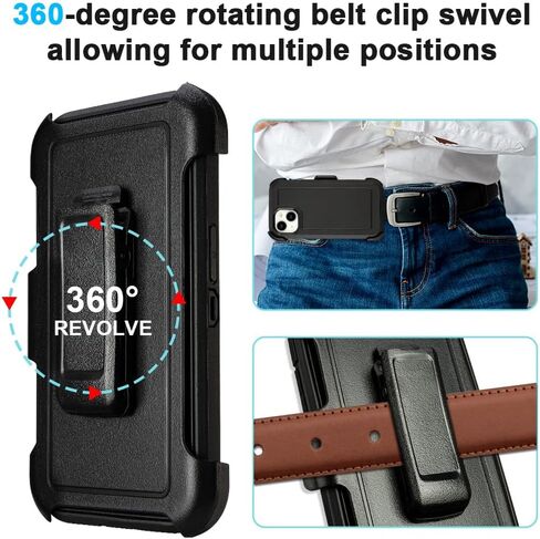 for iPhone 14 plus Case with Clip Belt Holster, Heavy Duty Military Grade Drop Protective Case for iPhone 14 plus Cover 6.7"(Black+Orange) in Saudi Arabia