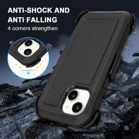for iPhone 14 plus Case with Clip Belt Holster, Heavy Duty Military Grade Drop Protective Case for iPhone 14 plus Cover 6.7"(Black+Orange) in Saudi Arabia