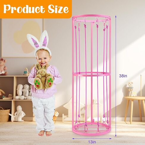 تخزين حديقة الحيوان المحشوة - حامل تخزين الحيوانات المحشوة من القطيفة مع إطار معدني وشريط مطاطي - توفير المساحة، منظم قفص تخزين الألعاب القطيفة، واقف لغرفة النوم وغرفة اللعب وديكور الحضانة in Kuwait