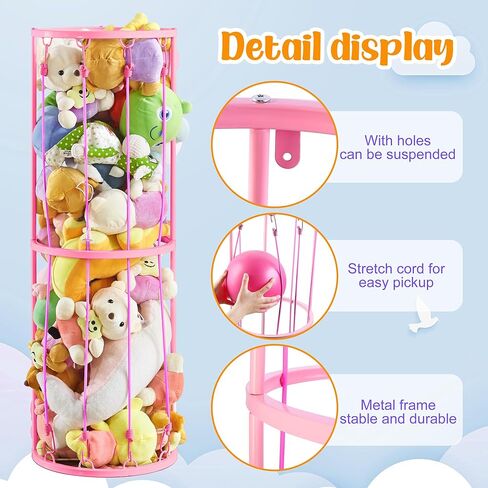 تخزين حديقة الحيوان المحشوة - حامل تخزين الحيوانات المحشوة من القطيفة مع إطار معدني وشريط مطاطي - توفير المساحة، منظم قفص تخزين الألعاب القطيفة، واقف لغرفة النوم وغرفة اللعب وديكور الحضانة in Kuwait