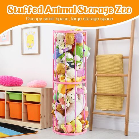 تخزين حديقة الحيوان المحشوة - حامل تخزين الحيوانات المحشوة من القطيفة مع إطار معدني وشريط مطاطي - توفير المساحة، منظم قفص تخزين الألعاب القطيفة، واقف لغرفة النوم وغرفة اللعب وديكور الحضانة in Kuwait