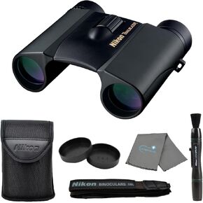 Nikon Trailblazer 10x25 ATB (8218) Black Binoculars Bundle with Lens Pen and Lens Cloth, Compact Lightweight Binoculars for Adults for Hunting, Birdwatching, All-Terrain Waterproof Binocular in Kuwait