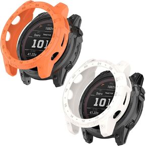 FitTurn Compatible with Garmin Enduro 2/Tactix 7 Watch Bumper Case, Series Rugged Case for Garmin Enduro 2/Tactix 7 Military Grade Durable Protective Cover, Flexible Shock Proof (Black,White)