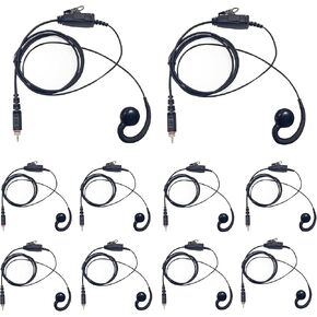 10 Pcs CLP1010e Earpiece CLP1080e Earpieces C-swivel Walkie Talkie Ear piece with Mic PTT G-shaped 1080e Headset for Motorola 1010e CLP1040e CLP1083e CLP446e CLPe446 CLPe Plus Radio (10 Packs)