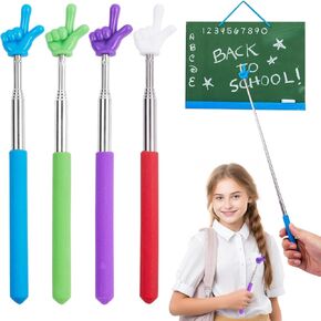 Telescopic Teacher Pointer Stick,4Pcs Mini Finger Pointer Stick,Retractable Teacher Pointer Stick forElementary School Kindergarten Teacher Teacher Supplies (A- Black,red,Blue,Purple)