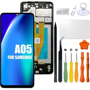 Replacement for Samsung Galaxy A05 LCD Screen with Frame for Samsung A05 SM-A055F SM-A055M A055F A055M LCD Screen Display Touch Screen Internal Digitizer Assembly with Repair kit