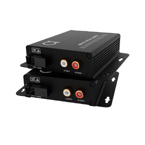 RCA Audio Over Single Mode Fiber Converter | Extender Kit: 2 Channel Audio to Fiber SM Optical Media Converter Balun - 2 x RCA Audio Ports over Fiber Optical Media Converter, Transmitter & Receiver