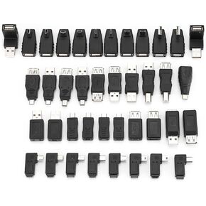 SUNGOOYUE USB2.0 Adapters, Different Angled Pack of 40 Mini Micro Type B Male Female Converter Connector