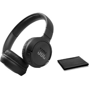 JBL Tune 510BT: سماعات رأس بلوتوث لاسلكية على الأذن مع صوت نقي - مع قطعة قماش للتنظيف (وردي، قياسي)، JBLT510BT-قماش أسود in Kuwait
