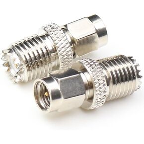 SMA Male to Mini UHF Female Connectors Pl259 to SMA coaxial Cable Adapter RF SMA Coax Connectors Nickel Plated 2Packs