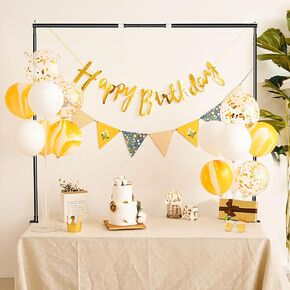 75" Extra Tall Over The Table Rod Stand with Clamps, 53"-97" Length Adjustable Table Arch Stand, Metal Balloon Flower Arch Stand for Wedding Birthday Party Christmas Decoration - Easy to Install