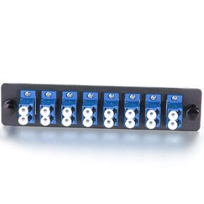 OM4 Multimode Fiber Patch Panel, 12 Fiber LC to LC Patch Panel with 6 x LC/LC UPC Duplex Fiber Optic Adapters, LGX Compatible, 129 x 29mm, Ceramic Sleeve