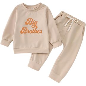 Big Brother Outfit Toddler Baby Boy Funny Big Brother Letter Print Long Sleeve Sweatshirt Solid Pants Clothes Set