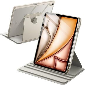 JETech Rotating Case for iPad Air 13-Inch M2 (2024) with Pencil Holder, 360 Degree Rotation Protective Stand Cover Clear Back, Auto Wake/Sleep (Black)