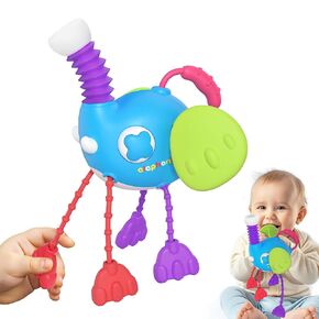 iPlay, iLearn Baby Pull String Sensory Toys for 1 Year Old, Toddler Montesori Activity Silicone Teething Toy, Car Seat Travel Development Birthday Shower Gifts for 12 18 Month 2 Yr Old Infant Boy Girl
