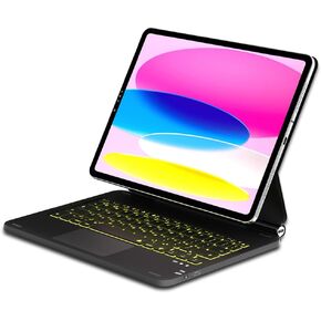 حافظة لوحة مفاتيح مغناطيسية لجهاز iPad 10.9 بوصة، حافظة لوحة المفاتيح الجيل العاشر 2022، لوحة تتبع متعددة اللمس، حامل ناتئ عائم، لوحة مفاتيح لاسلكية بإضاءة خلفية - 10.9 بوصة أسود