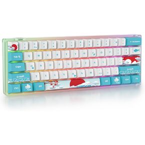 Guffercty kred Mechanical Keyboard 60 Percent Hot Swappable Wired Keyboard Programmable with PBT Keycaps for PC Mac Gamer (Brown Switch, 61 Sea)