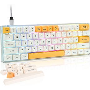 GTSP Gk61 SK61 60% Mechanical Keyboard, Custom Hot Swappable 60 Percent Gaming Keyboard with RGB Backlit, NKRO, Water-Resistant, Type-C Cable for Win/PC/Mac (Gateron Optical Yellow, Milan) in Saudi Arabia