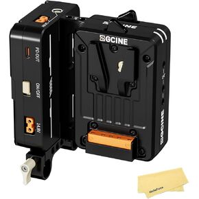 ZGCINE VM-HS2 Hot Swap/Shark Fin Dual Micro V Mount Battery Plate, Support Output- Lemo 2 Pin(14.8V/6A), D-Tap(14.8V/10A), USB-C(5V,9V,12V,15V/3A 20V/5A), BP (18V/10A)