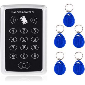 Door Access Control System, Stand-Alone Password Keypad + 5PCS Key Fobs Keychains for Entry Home Security Access Controller