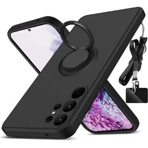 حافظة لهاتف سامسونج جالاكسي S23 الترا، مع حامل حلقي قابل للدوران 360 درجة وحزام حبل من السيليكون السائل حافظة واقية مقاومة للصدمات لهاتف سامسونج جالاكسي S23 الترا، أخضر فاتح 2.172 in Kuwait