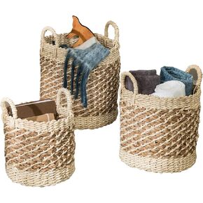 Set of 3 Nesting Tea Stained Woven Baskets STO-07883