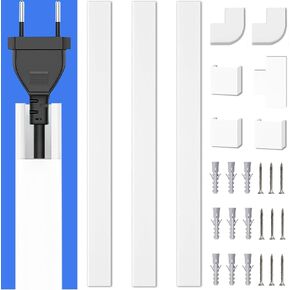 Cord Hider, Paintable Wire Cover for Cords on Wall, One Cord Cable Concealer, Easy Install Wire Hiders for TV on Wall Cable Management for 2 Small Wires, 1X W0.59in H0.4in 1ft (White)