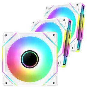 120mm Black Mirror RGB Fans, Premium PC Fans, High Airflow, Ultra-Quiet Speed Control (PWM), Universal RGB SYNC(Aura, Fusion, Mystic) (White, 3 Pack)