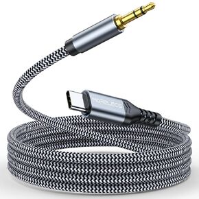 كابل Aux إلى USB C بطول 6.6 قدم، وكابل صوت Aux من USB C إلى 3.5 مم، وسلك سماعة رأس من النوع C إلى Aux متوافق مع iPhone 15/15Plus/Pro/Pro Max، وGalaxy S23 Ultra iPad Pro Air Pixel 7