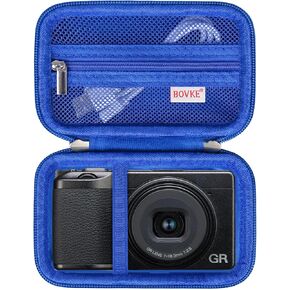 BOVKE Carrying Case Compatible with Ricoh GR IIIx HDF/GR IIIx/Ricoh GR III HDF/GR III Digital Camera, Extra Mesh Pocket for Charging Cables and Accessories, Black