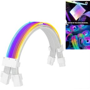 RGB Cables, Addressable RGB Extension Cable 2 * 8(6+2) Pin, Sleeved Cable, ARGB GPU Power Supply Cable, PC Supply Cable (Black)