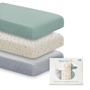 Ducky Days Changing Pad Cover - 3 Pack Muslin Changing Pad Cover for Babies, 100% Cotton Diaper Changing Pad Cover, Boho Changing Table Pad Cover, Soft and Breathable Changing Table Cover Set of 3
