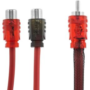 DS18 R1F2M RCA Splitter 1 Female to 2 Male RCA Y Splitter RCA Audio Video Cable Splitter Adapter Ultra Flex 12 Inches