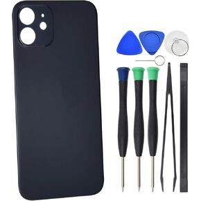 Black Back Glass Replacement for iPhone 12 with pre-cut adhesive
