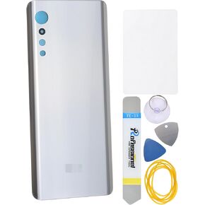 Aurora Silver Glass Back Panel Cover Replacement for LG Velvet Velvet 5G with Pre Cut Adhesive and Tool Kit