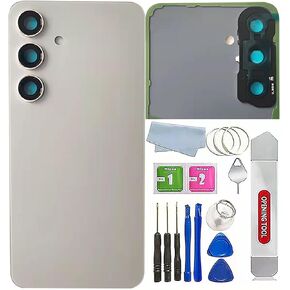 Galaxy S24 Back Glass Cover Replacement Waterproof Housing Door with Camera Glass Lens and Tape Parts for Samsung Galaxy S24 All Versions +Tools (Black)