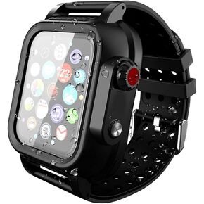 حافظة مقاومة للماء لساعة Apple Watch Series 8/7 مقاس 45 ملم، حافظة حماية كاملة للجسم معتمدة من IP68 ومقاومة للصدمات ومضادة للصدمات لساعة Apple iWatch مع واقي شاشة مدمج