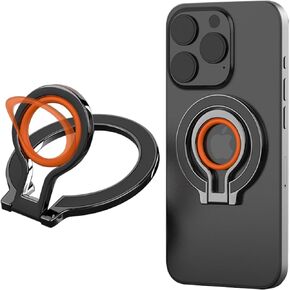 for MagSafe Ring Holder with Silicone Finger Ring, Adjustable Magnetic Cell Phone Loop Grip Stand with Two-Sided Magnetic for iPhone 15 Pro Max/Pro/Plus/14/13/12/Samsung/Google, 8D Black