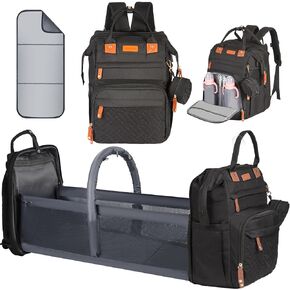 Diaper Bag Backpack, with Changing Table Backpack, 900D Oxford Cloth, Large Capacity Diaper Backpack, 3 in 1 Multifunctional Travel Baby Diaper Backpack (Large Black)