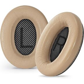Aurivor Leather Ear-Pads Cushions for Bose QuietComfort QC-35 QC-35-ii QC-25 QC-15 QC-2 Headphones, Lambskin Replacement Ear Covers for Ae2/Ae2i/Ae2W SoundLink SoundTrue Around-Ear Headsets(Beige)