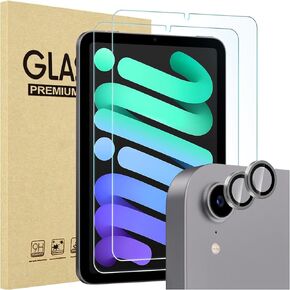 ProCase 2 Pack Screen Protector for iPad Mini 6th Generation + 2 Pack Camera Lens Protector Matching iPad Colors, Tempered Glass Film for iPad Mini 6 8.3 2021 -Purple
