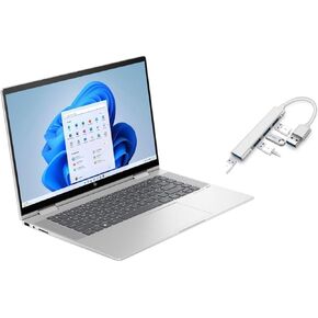 HP Envy 2-in-1 15.6"" Touch-Screen Laptop | Intel Core i7-1355U Processor | Intel Iris Xe Graphics | 16GB RAM DDR5 | 1024GB SSD | Backlit Keyboard | Windows 11 Home | Bundle with USB 3.0 Hub, Silver